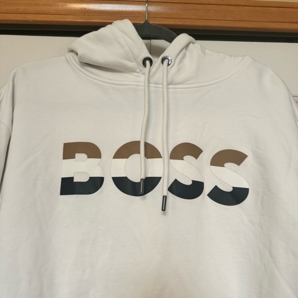 Boss White Hoodie with Multicolor Logo - Picture 3 of 10